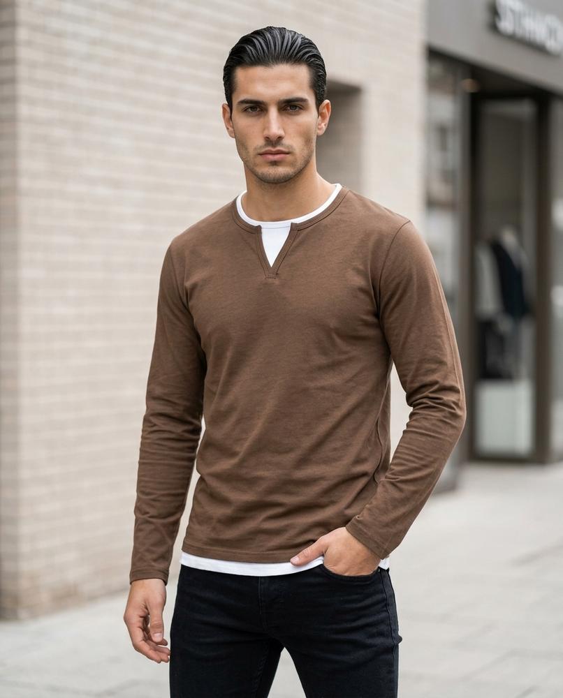 Statement Street - Momas | Doppellagig Langärmlig Shirt Herren