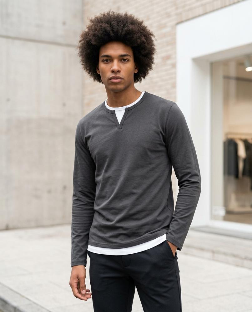 Statement Street - Momas | Doppellagig Langärmlig Shirt Herren