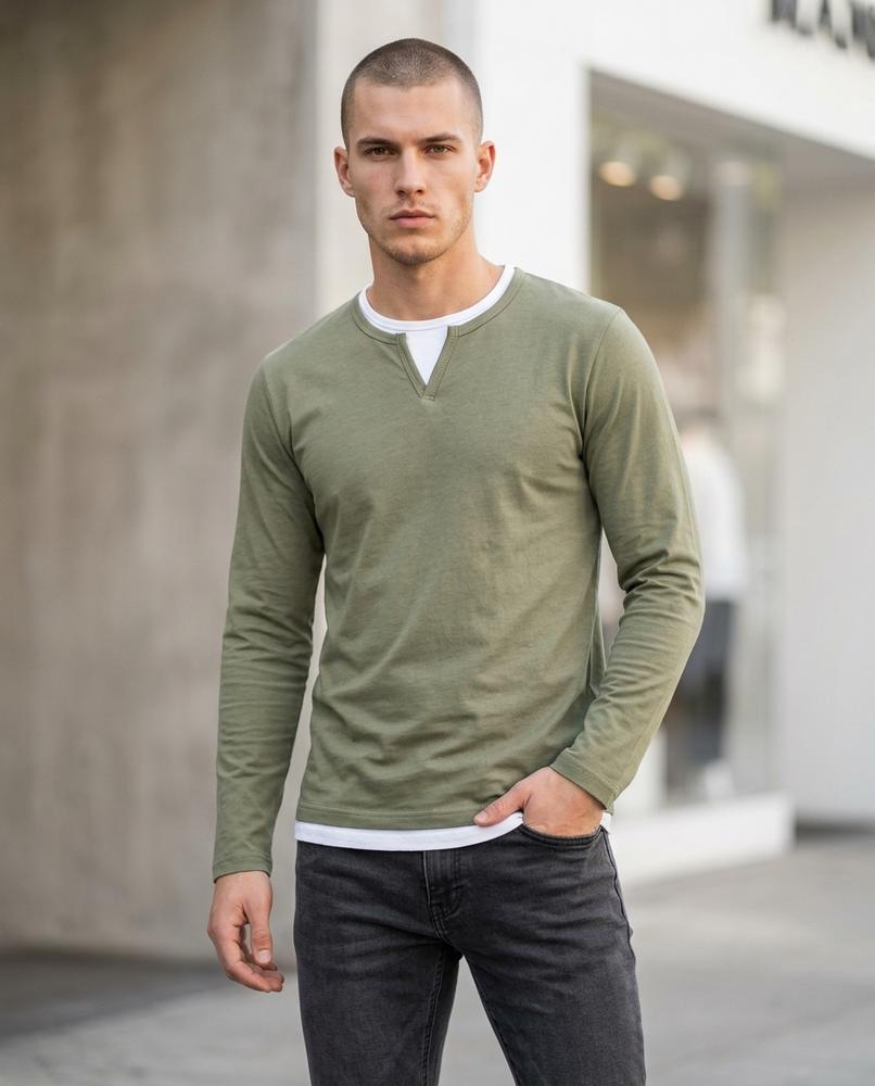 Statement Street - Momas | Doppellagig Langärmlig Shirt Herren