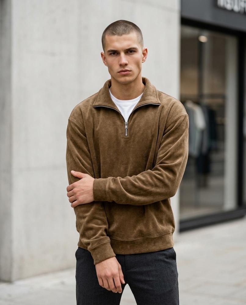 Statement Street - Cadur | Hochschließend Gewaschen Sweatshirt Herren