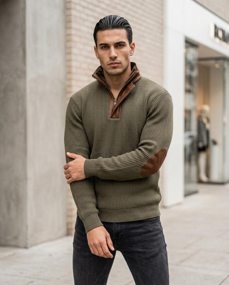 Statement Street - Rehek | Gerippter Gefütterter Pullover Herren