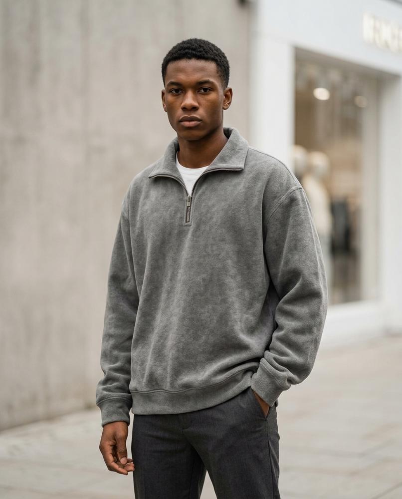 Statement Street - Cadur | Hochschließend Gewaschen Sweatshirt Herren