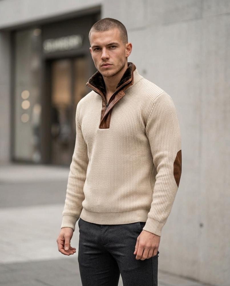 Statement Street - Rehek | Gerippter Gefütterter Pullover Herren