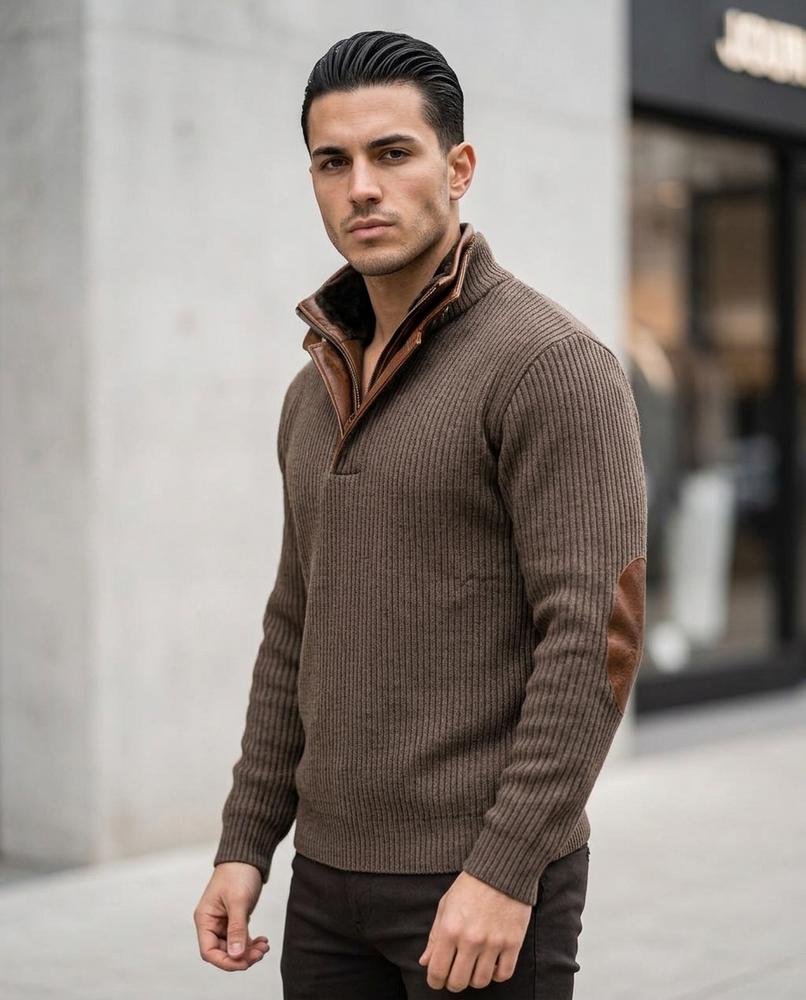 Statement Street - Rehek | Gerippter Gefütterter Pullover Herren