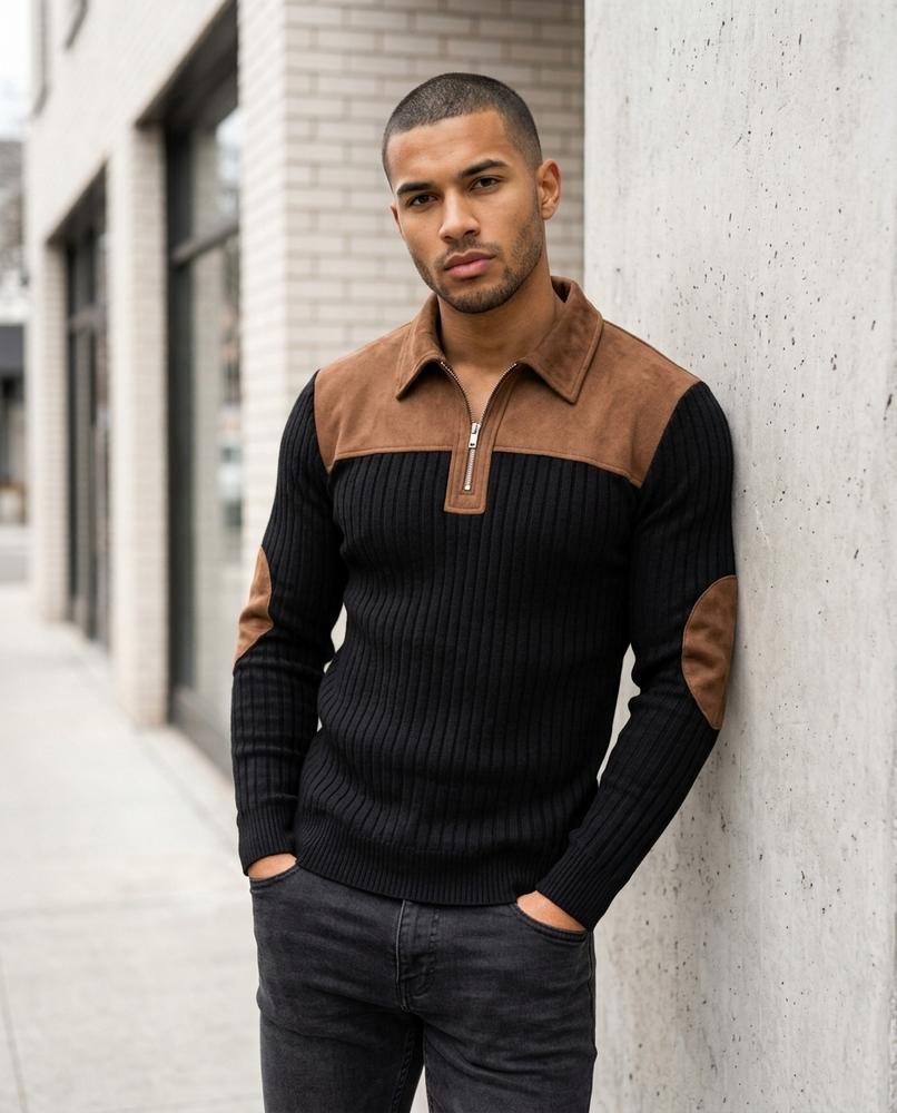 Statement Street - Yozor | Gerippt Appliziert Pullover Herren
