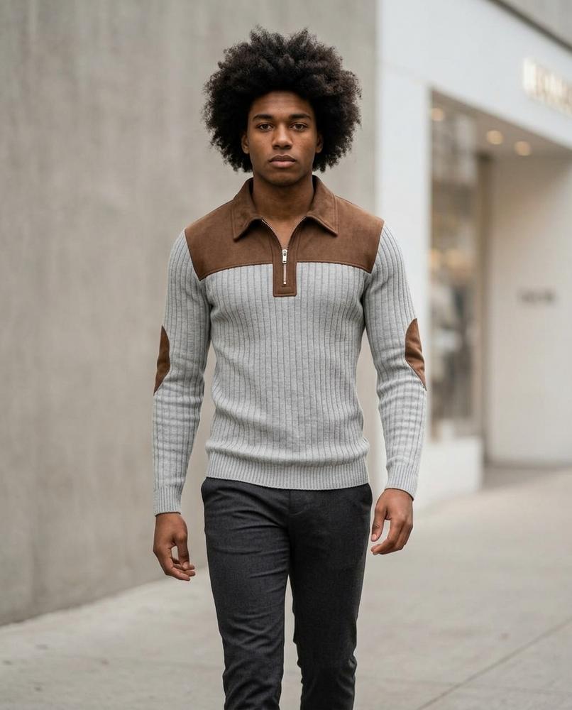 Statement Street - Yozor | Gerippt Appliziert Pullover Herren