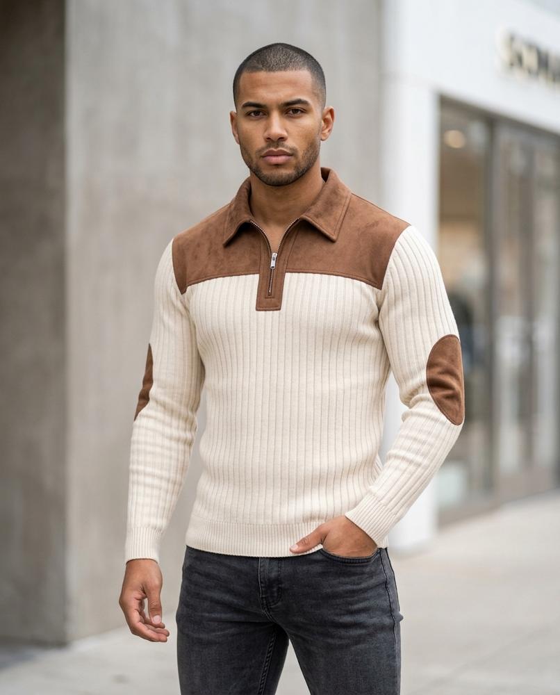Statement Street - Yozor | Gerippt Appliziert Pullover Herren