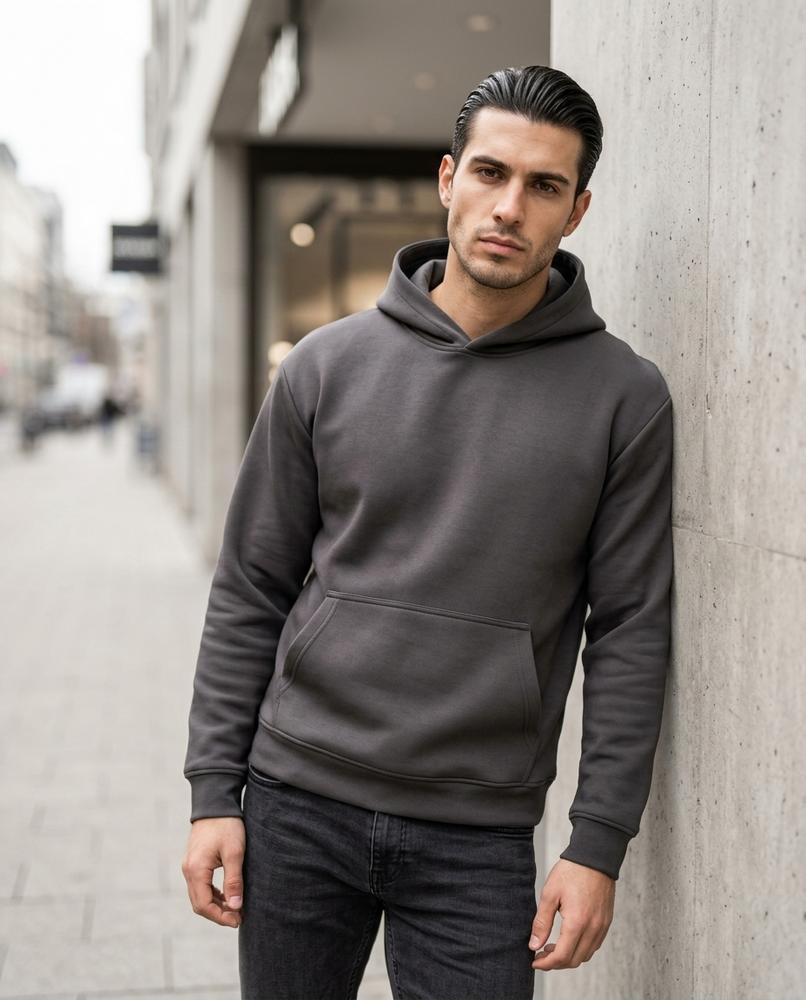 Statement Street - Munam | Unifarbener Schwerer Hoodie Herren