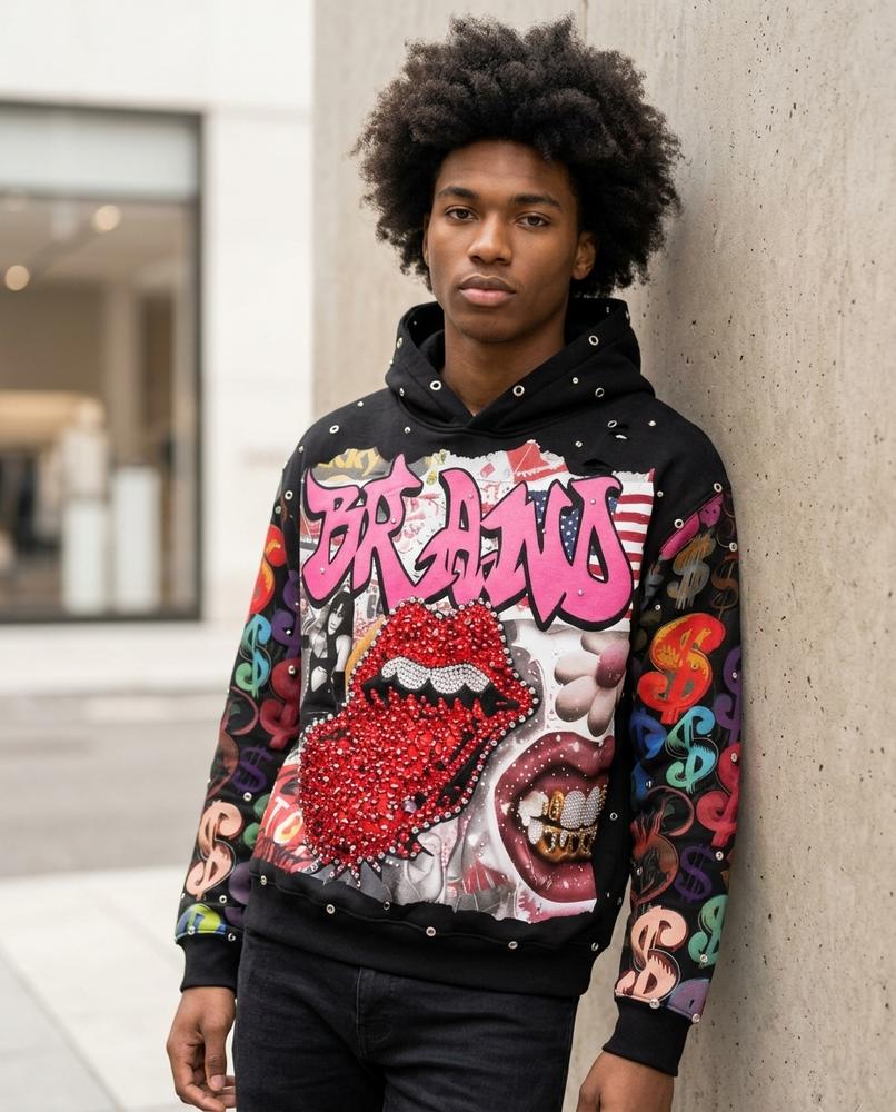 Statement Street - Vuguv | Nietenbesetzt Appliziert Hoodie Unisex