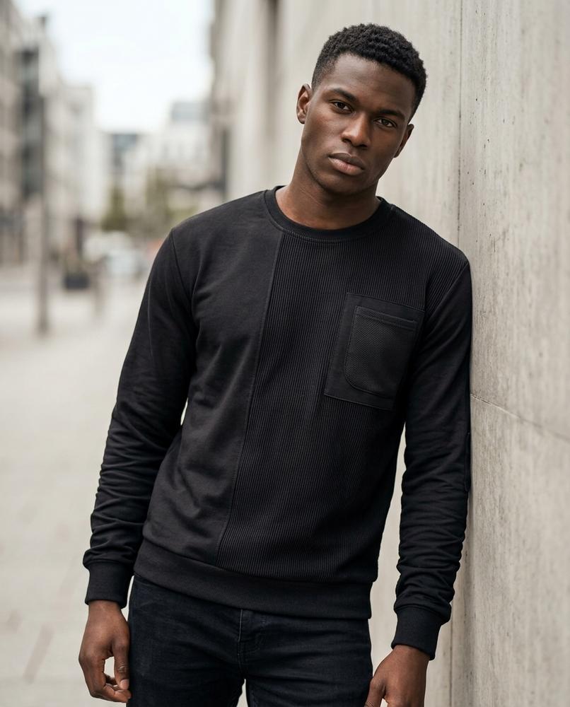 Statement Street - Sosul | Zweigeteiltes Strukturiertes Sweatshirt Herren