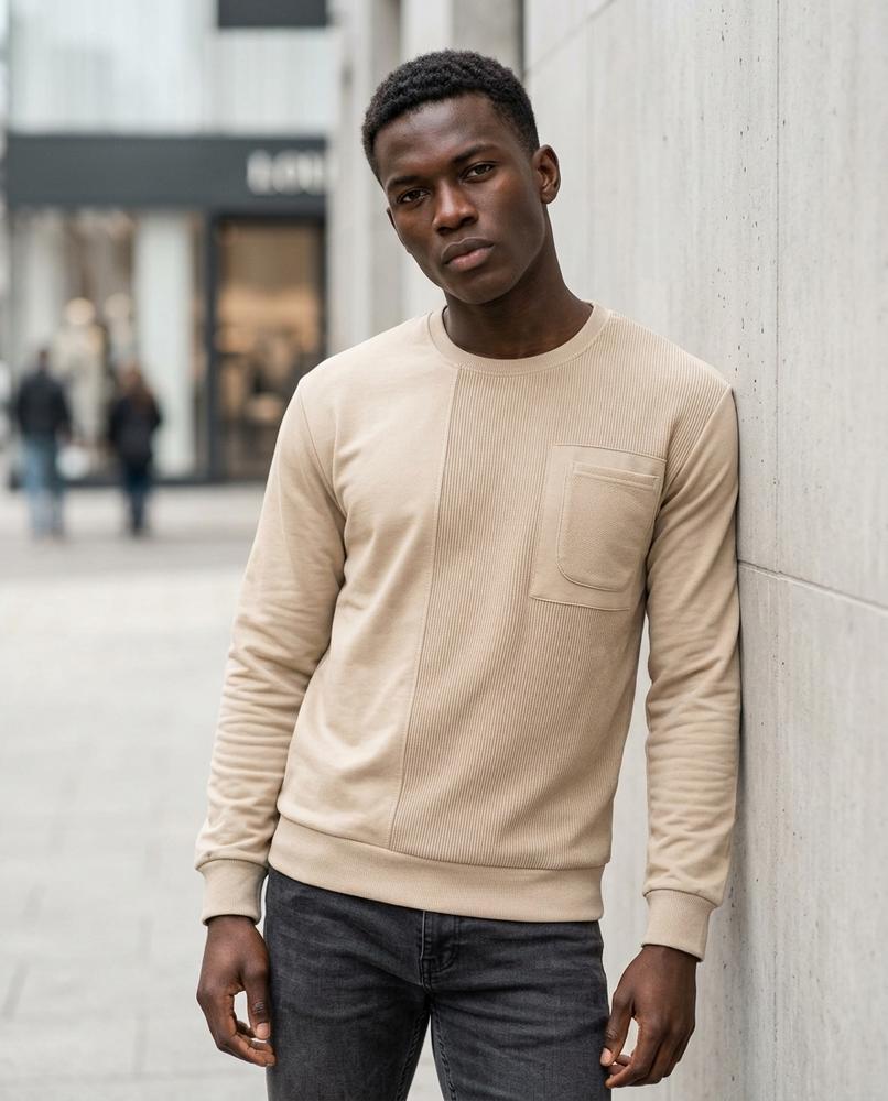 Statement Street - Sosul | Zweigeteiltes Strukturiertes Sweatshirt Herren