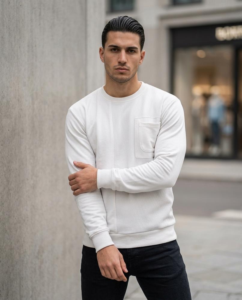 Statement Street - Sosul | Zweigeteiltes Strukturiertes Sweatshirt Herren