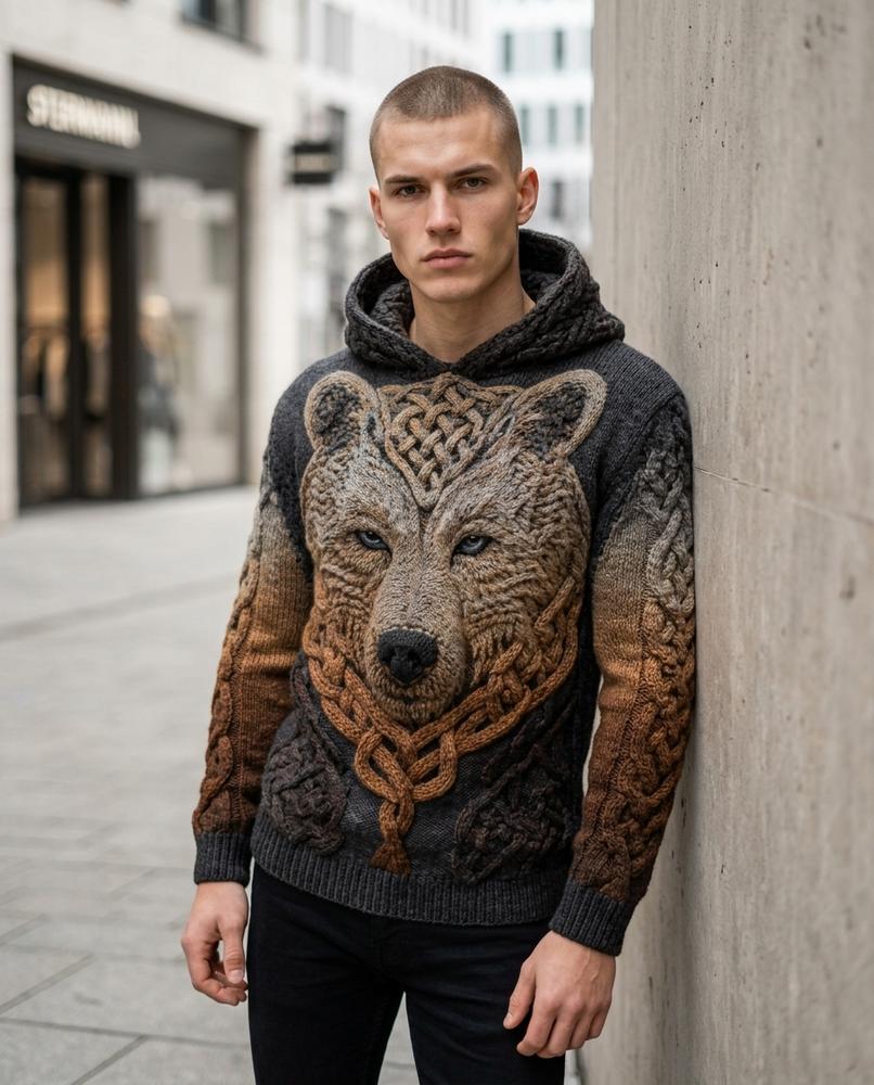 Statement Street - Totik | Grobstrick Strukturiert Hoodie Herren