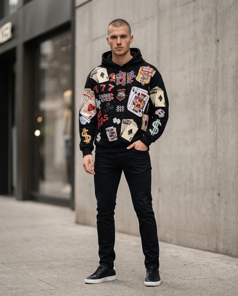 Statement Street - Mufal | Applizierter Paillettenbesetzter Hoodie Unisex