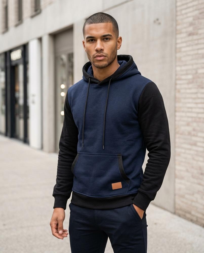 Statement Street - Rudes | Zweifarbiger Schmal Geschnittener Hoodie Herren