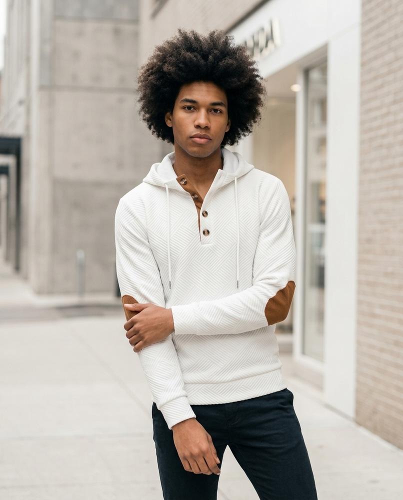 Statement Street - Camem | Strukturierter Geknöpfter Hoodie Herren