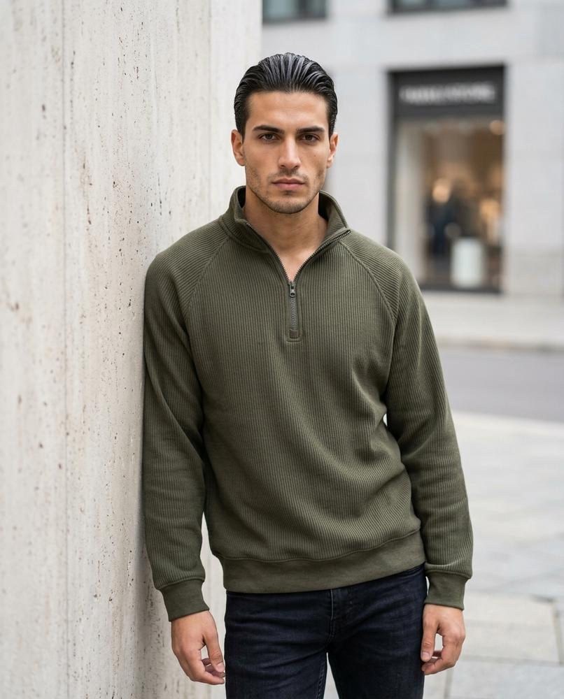 Statement Street - Vosor | Gerippt Hochgeschlossen Sweatshirt Herren