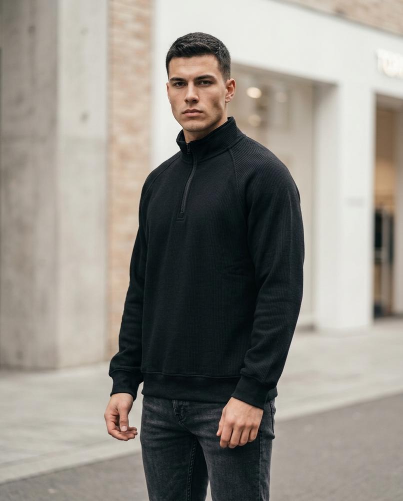 Statement Street - Vosor | Gerippt Hochgeschlossen Sweatshirt Herren