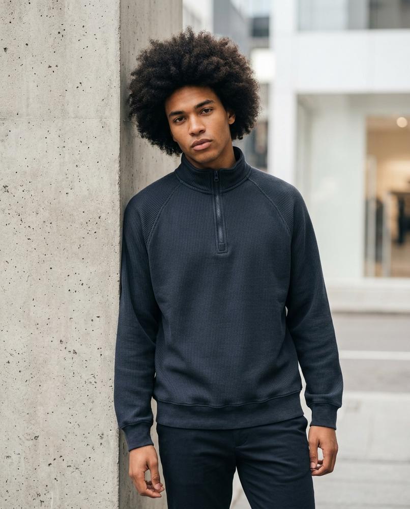 Statement Street - Vosor | Gerippt Hochgeschlossen Sweatshirt Herren