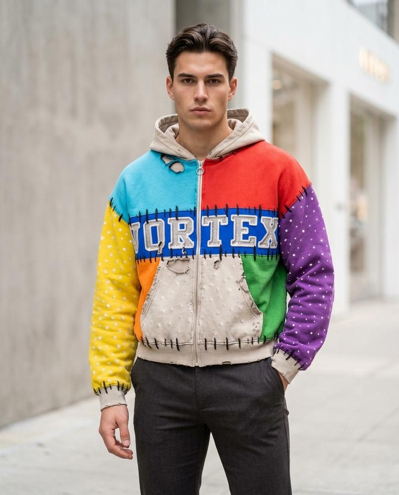 Statement Street - Desur | Mehrfarbig Gepatcht Hoodie Unisex