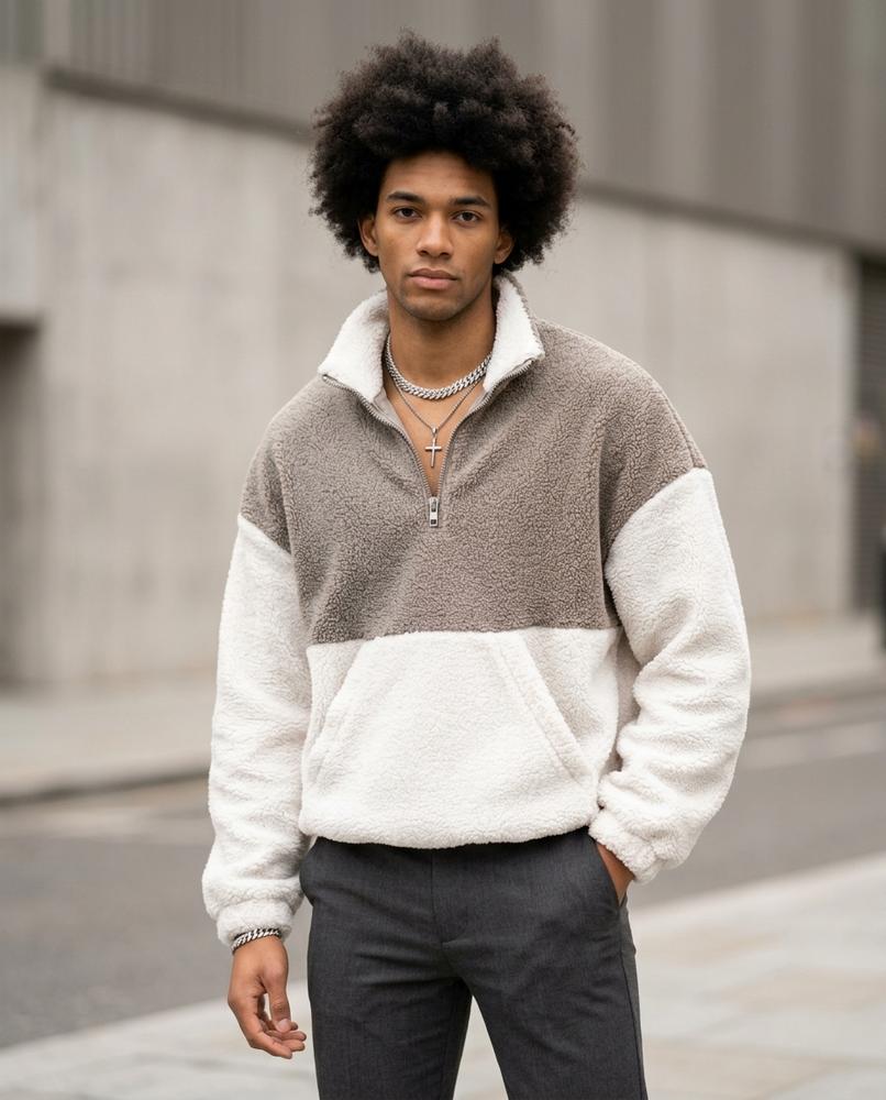 Statement Street - Eakin | Farbblockierender Plüschiger Pullover Herren