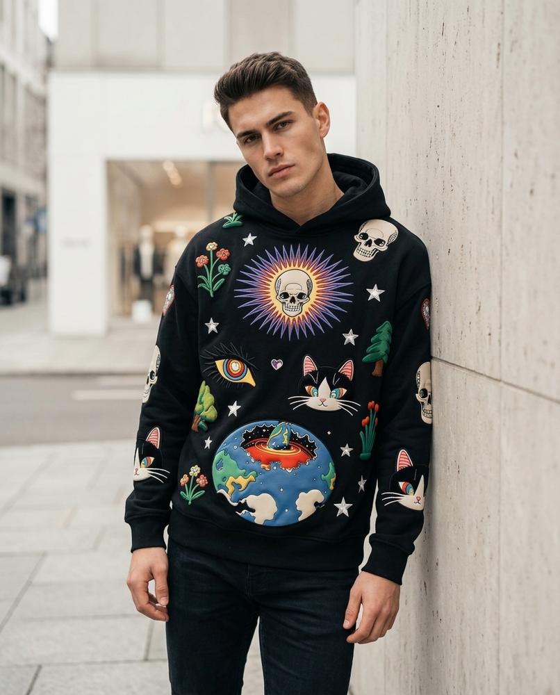 Statement Street - Nizel | Bestickter Locker Geschnittener Hoodie Unisex