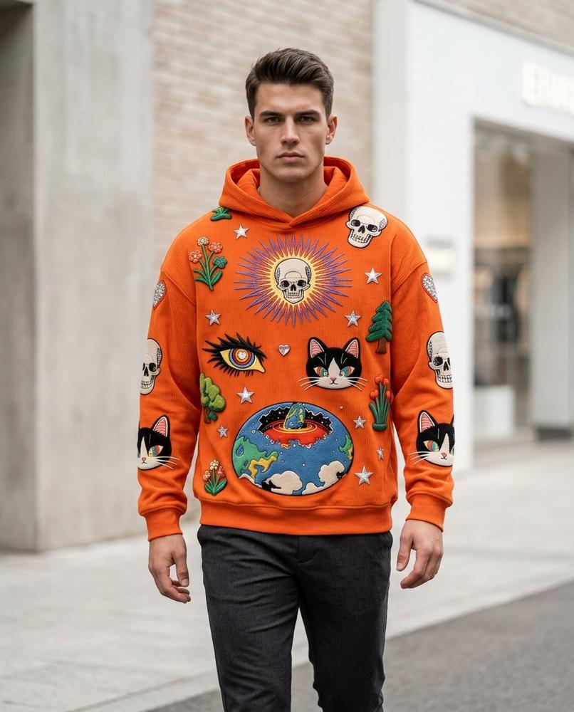 Statement Street - Nizel | Bestickter Locker Geschnittener Hoodie Unisex