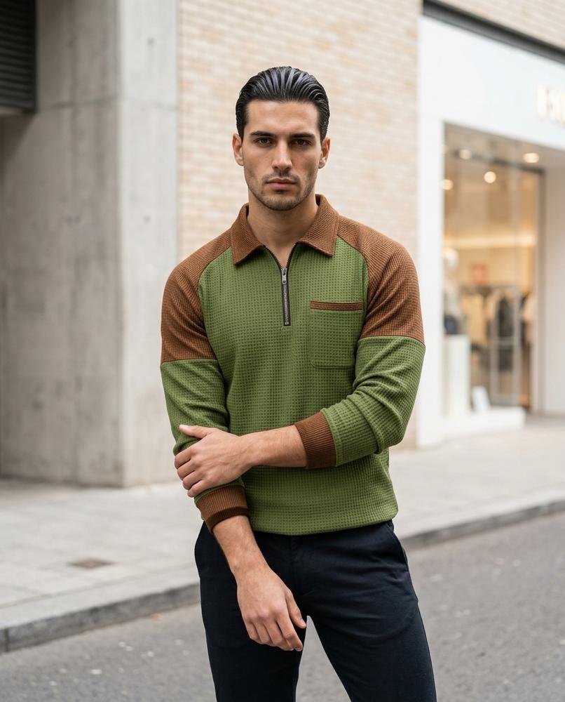 Statement Street - Mirot | Zweifarbig Strukturiert Pullover Herren
