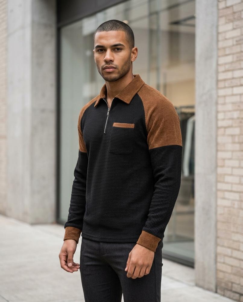 Statement Street - Mirot | Zweifarbig Strukturiert Pullover Herren