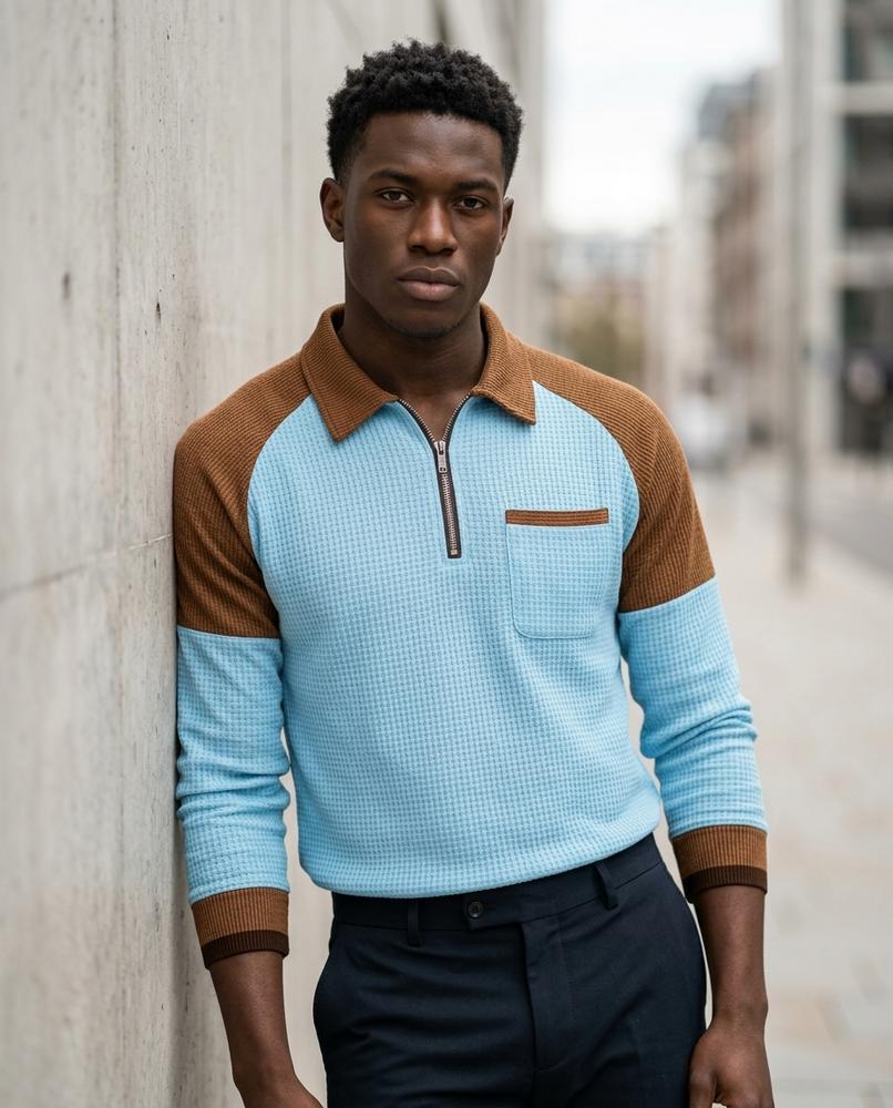 Statement Street - Mirot | Zweifarbig Strukturiert Pullover Herren