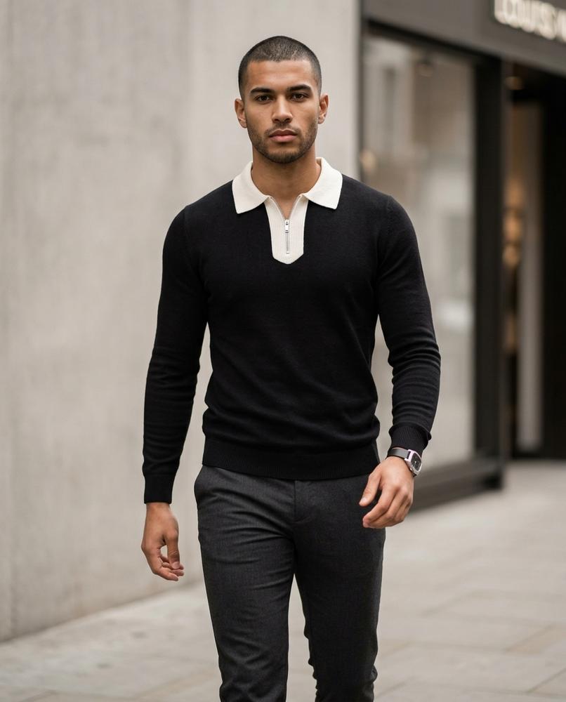 Statement Street - Nuhud | Gestrickter Taillierter Pullover Herren