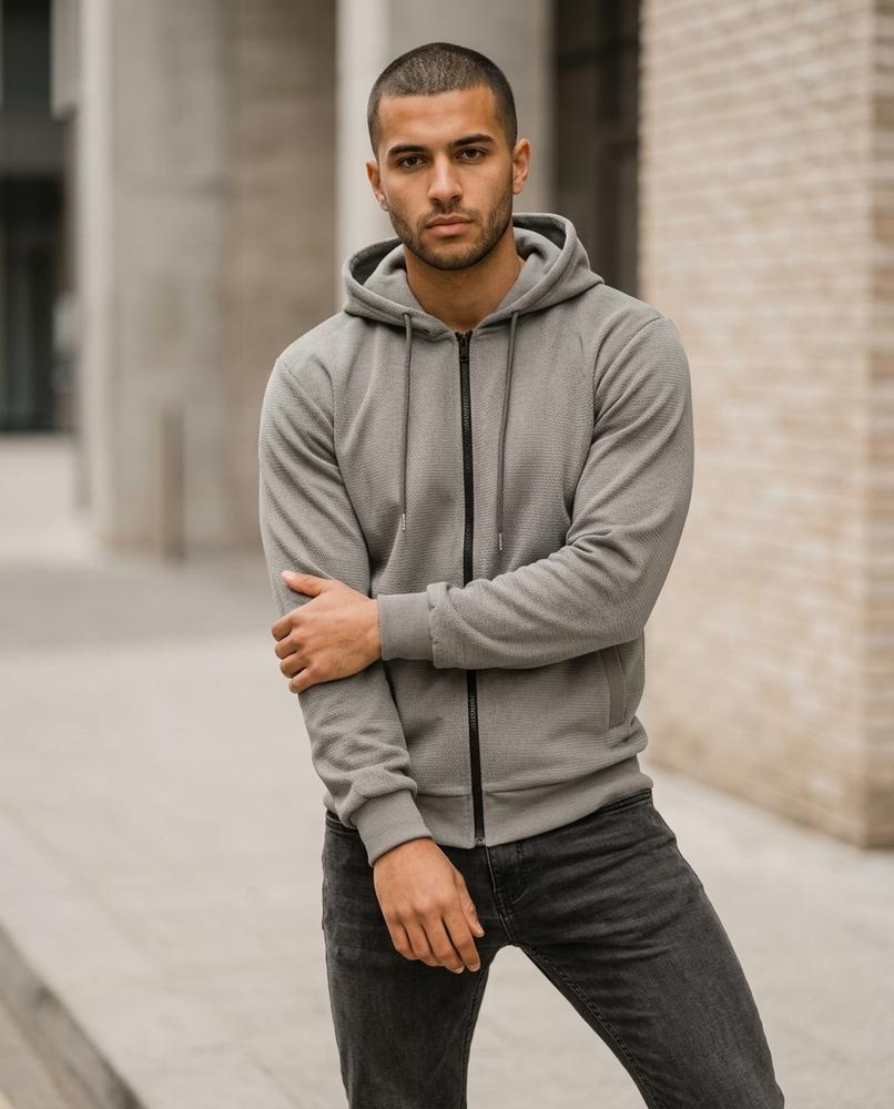 Statement Street - Cenir | Strukturiert Reißverschluss Hoodie Herren