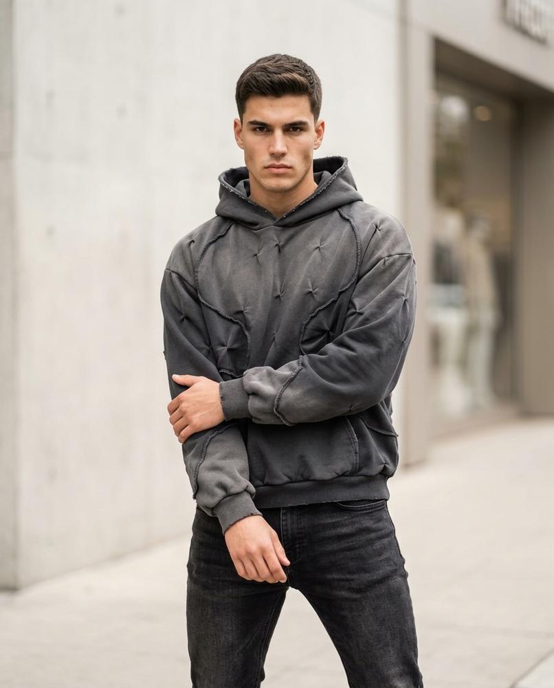 Statement Street - Cumem | Wattierter Verwaschener Hoodie Unisex