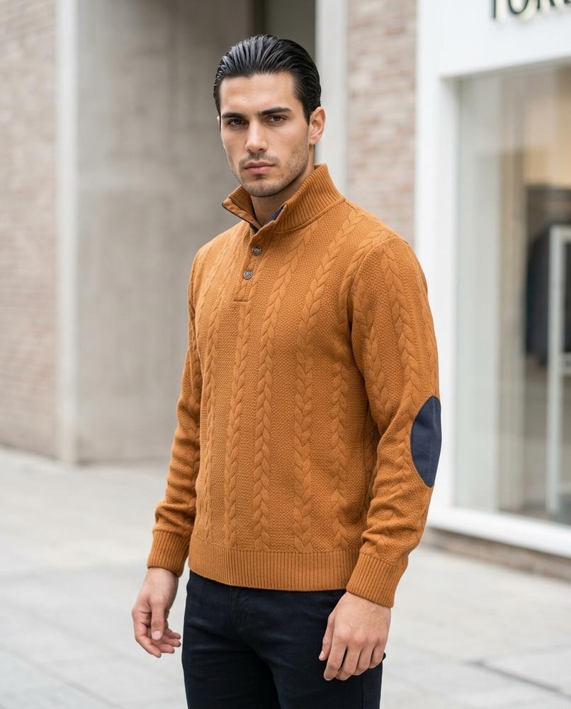 Statement Street - Nobir | Strukturiert Geknöpft Pullover Herren