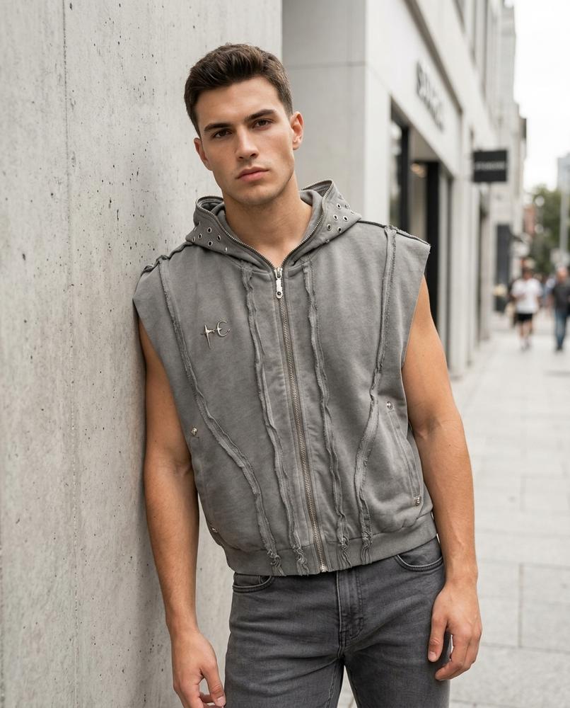 Statement Street - Mukud | Ärmellos Gewaschen Hoodie Unisex