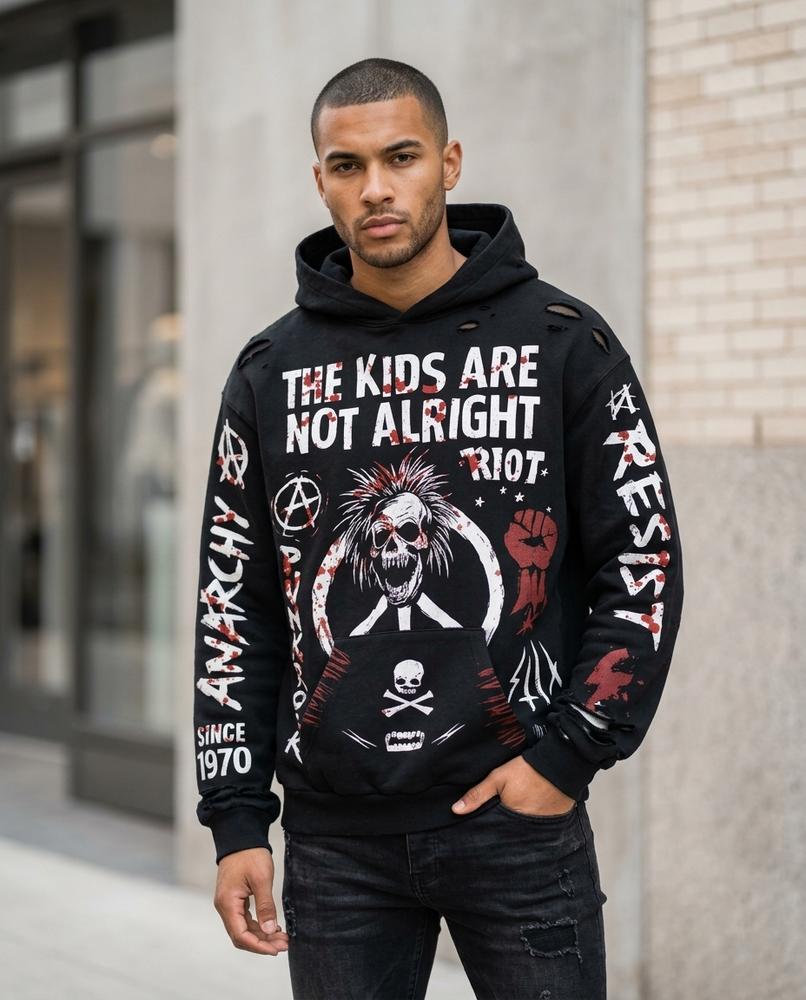 Statement Street - Lowel | Bedruckter Zerstörter Hoodie Unisex
